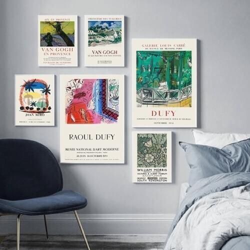 Retro Abstract Wall Art Exhibition Poster Canvas Painting Nordic Minimalist Prints Wall Pictures for Living Room Decor