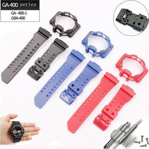 Watch accessories 16mm for Casio strap G-SHOCK GA-400 GBA-401 pin buckle mens and womens resin rubber sports watch case