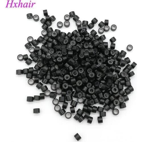 Freeshipping - 2000pcs 4.5mm With Silicone Micro Aluminium Rings / Links Beads / Black D-Brown Brown L-Brown D-Blonde Blonde