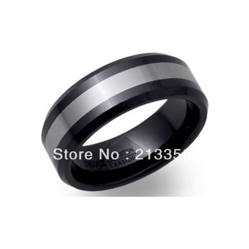 FREE SHIPPING!USA WHOLESALES CHEAP PRICE BRAZIL RUSSIA HOT SELLING 8MM WOMEN&MENS BLACK BEVELED LASERED TUNGSTEN WEDDING RING