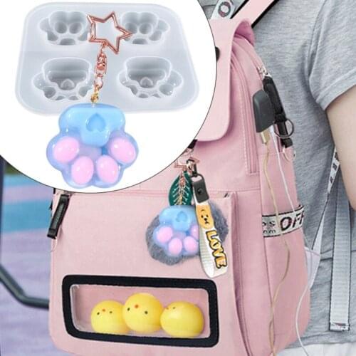 Shiny Glossy Silicone Resin Molds Cat Paw Silicone Mold DIY Keychain Pendant Jewelry Epoxy Resin Crafting Molds