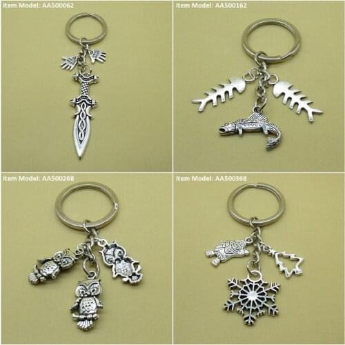 Keychain Keyring Knife Dagger Signs Tags Handmade Devil Fishbone Bone Fish Owl Flake Snow Snowflake Tree Christmas Xmas Claus