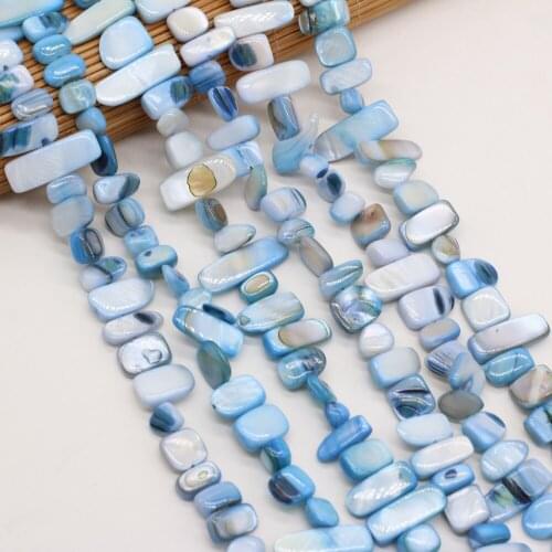 Blue Irregular Shape Freeform Shell Loose Beads Natural Shell Beads For Making DIY Jewelry Necklace Bracelet Length 80cm