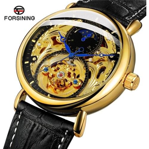 FORSINING Waterproof Men Wristwatch Military Army Sport Automatic Mechanical Male Clock Top Brand Luxury Skeleton Man Watch 040