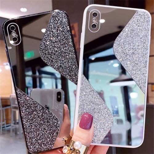 Luxury Glitter Mirror Case For iPhone 12 mini 11 Pro X XR XS Max Cover Cases For iPhone 8 7 6S Plus Phone Cases Funda Coque