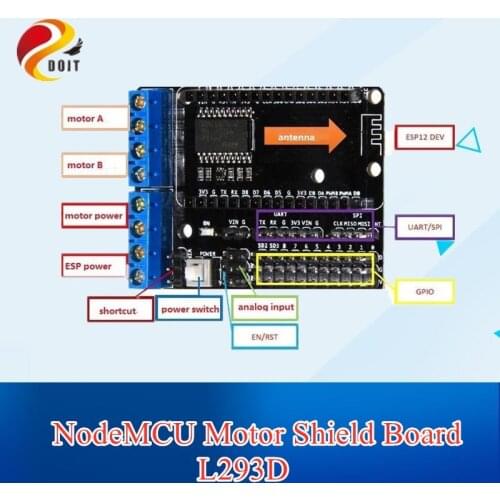 DOIT NodeMCU Motor Shield Board L293D for rc robot tank car diy model for ESP-12E From ESP8266 ESP 12E Kit DIY RC Toy WiFi