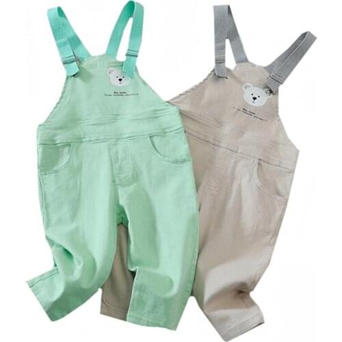 2021 Spring Autumn New Baby Overalls Boys Girls Cartoon Denim Overalls Kids Casual Pants Korean Fashion Children Denim Pants