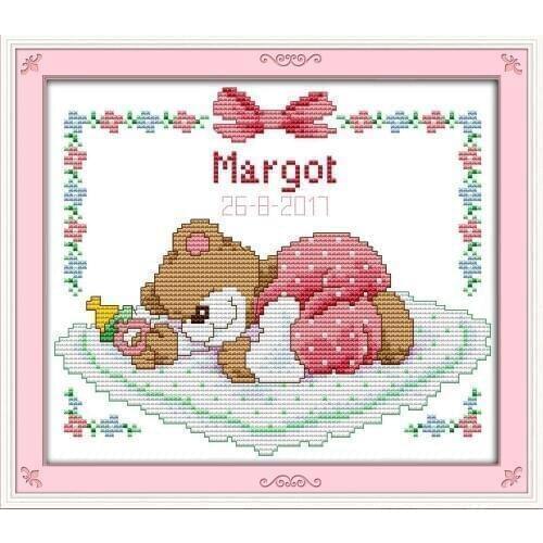 Everlasting Love Sleeping Baby Bear Ecological Cotton Cross Stitch 11CT And 14CT Printed Christmas New Year