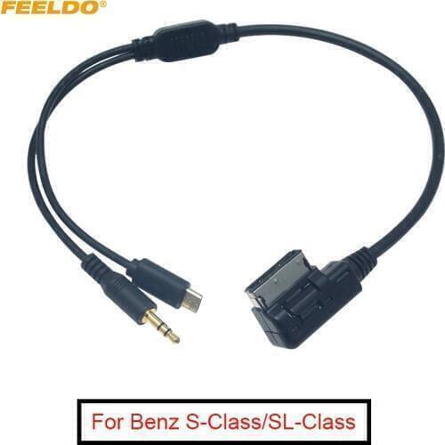 FEELDO 1PC Car Audio Music AMI/MDI Interface To 3.5mm Male Micro USB AUX Cable For Mercedes Benz Wire Adapter #MX6258