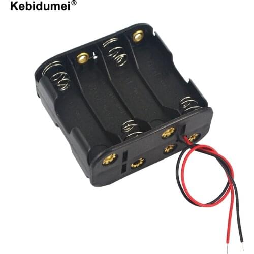 Kebidumei Black AA Plastic Battery Clip Slot Storage Holder Box Case for 8 pcs AA Batteries with 6 Leads Wire High quality