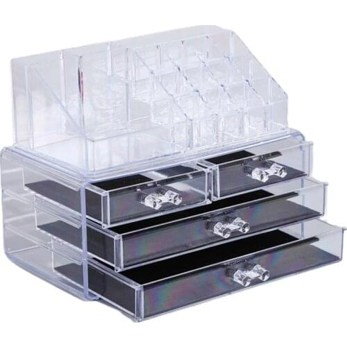 4 Layers Jewelry Storage Box Acrylic Transparent Drawer Makeup Organizer Classified Storage Box Durable Collection Box