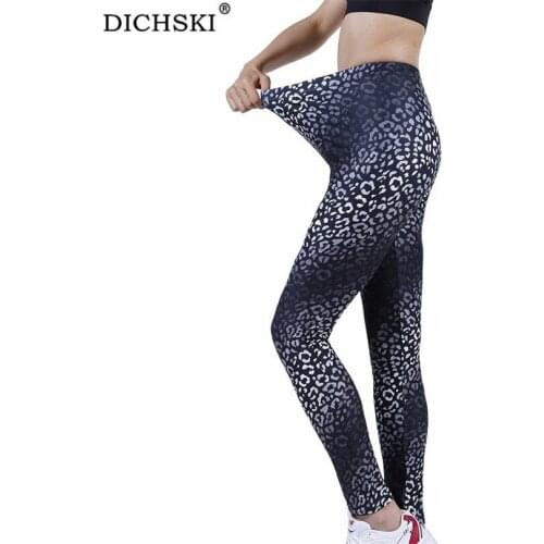 DICHSKI Push Up Leggings Sport Women Fitness High Waist Pants Black White Leopard Workout Comfortable Soft Print Pattern Clothes