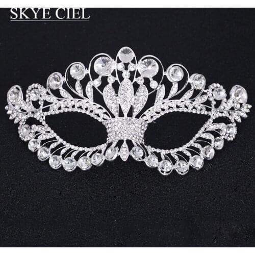 Wholesale 1Pcs Hallowmas Metal Rhinestone Mask Surprise Festival Crystal Marquise Type Jewelry Mask For Masquerade Mask Jewelry