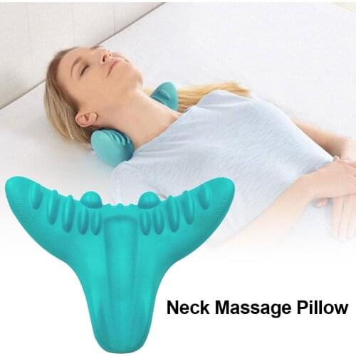 Neck Massager Relaxation Pillow Portable Gravity Acupressure Massage Pillow C-Rest Neck Cervical Shoulder Pain Relief Tool