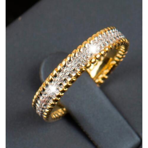 Modian 2020 New fashion Real 925 sterling silver ring 5A Zircon Wedding Band Jewelry Gold Color of women gift