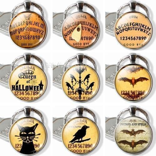 Fashion Cothic Keychain Vintage Ouija Board Key Chain Ring Glass Cabochon Dome Jewelry Pendant Keyring Accessories Gift