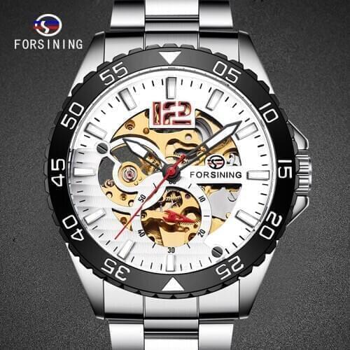 Man Watches Top Brand Fashion Luminous Sport Silver Wristwatch Mechanical Automatic Steel WristWatch For Business