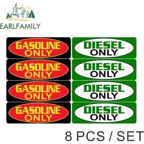 EARLFAMILY 13cm x 4.3cm 8X Diesel Fuel Only Gas Fuel Only Sticker Decal Set Gasoline Diesel Label for Truck Car Stickers