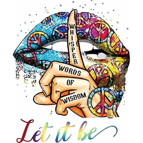 Clothing Patches PEACE Lips Pattern Iron On Patches Thermal Transfer Printing Fashion Stickers for Clothes Ins Style Decoration