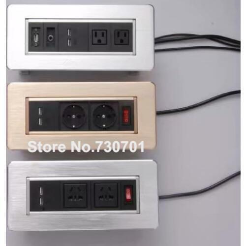 OEM Customized Golden Extension Power Socket Plug Desktop Hidden Socket Box