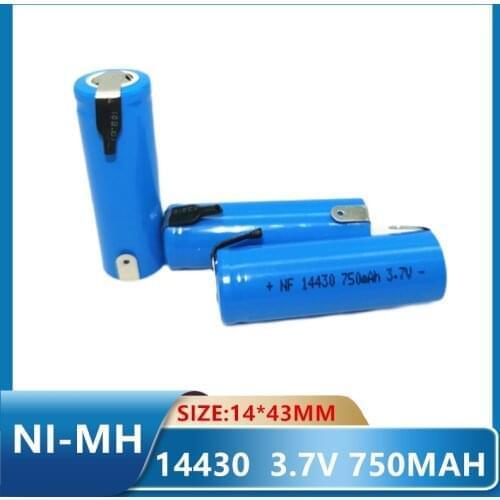 2pcs/lot 3.7v 14430 4/5aa 750mAh Rechargeable lithium batteries flashlight batteries