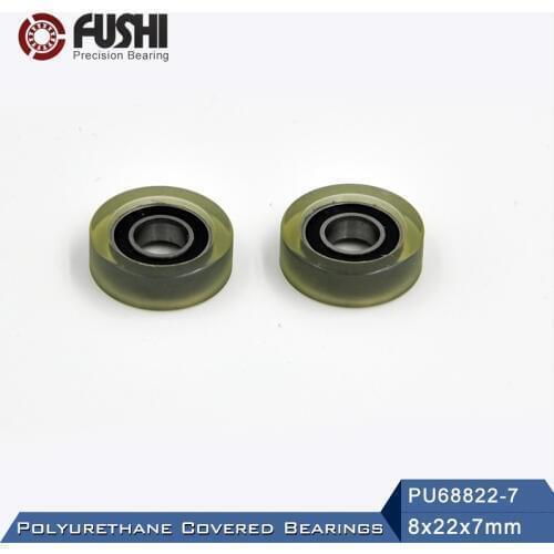 PU 688 Polyurethane Covered Bearing 8*22*7 mm ( 2 Pcs ) Shaft 6mm PU68822-7 Urethane Cover PU688 Bearings