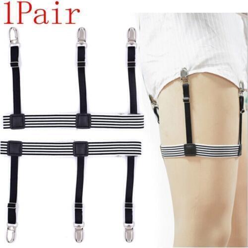 2 Pcs/pair Non-slip Men Shirt Stays Belt With Locking Clips Keep Shirt Tucked Leg Thigh Suspender Garters Strap