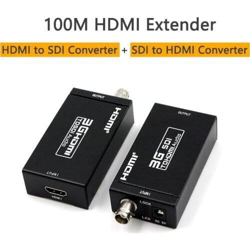100m HDMI Coax Extender Transmitter Receiver 3G Mini HDMI to SDI Converter SDI to HDMI Converter Extender over Coaxial Cable