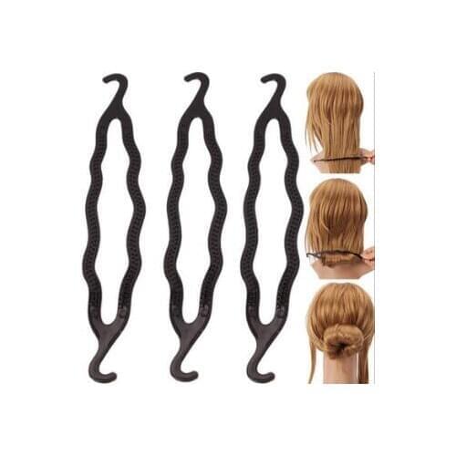 Direct Selling Black Double Hook Hair Bun Maker Magic Bud-Like Hair Styling Donut Hair Accessories & Tools HA053