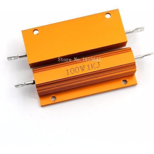 RX24 100W 1KR 1KRJ 1KJ Metal Shell Aluminium Gold Resistor Power Heatsink Resistance Golden Heat Sink Resistor 100 Watt 1K ohm