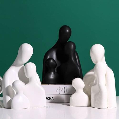Nordic Family Character Sculpture Home Decoration Ornament Ceramic Figurines Room Bedisde Decoration Crafts Wedding Gifts