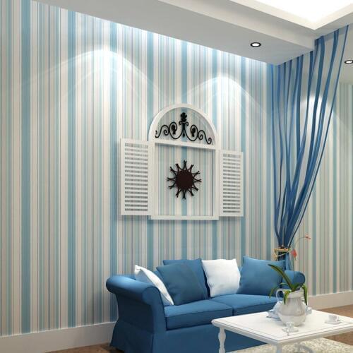 Modern Fashion Vertical Striped Blue Wallpaper Roll For Walls Children room Bedroom Living Room Background Wall Covering Decor