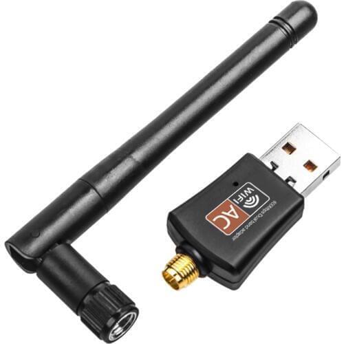 USB WiFi Adapter 600Mbps Dual Band Wireless Network Adapter Dongle 2.4GHz / 5.0GHz Ethernet 802.11AC w/ Antenna for Laptop