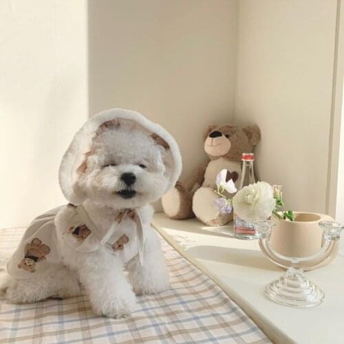 INS style Korean spring cute bear suspender skirt Bichon Teddy dog skirt pet dog clothes small dog dress