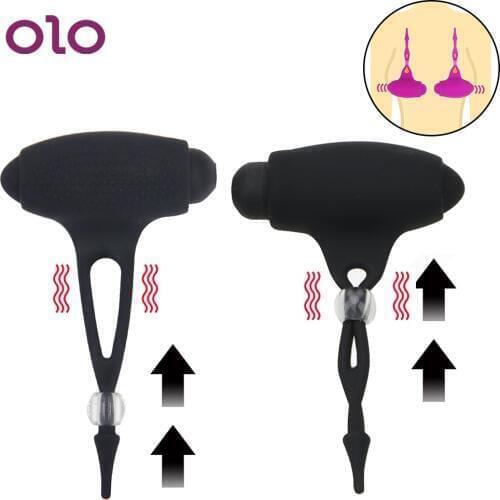OLO 1 Pair Vibrator Nipple Clamp Breast Enlargement Nipple Stimulation Nipple Clip Vibration Breast Massage Sex Toys for Women
