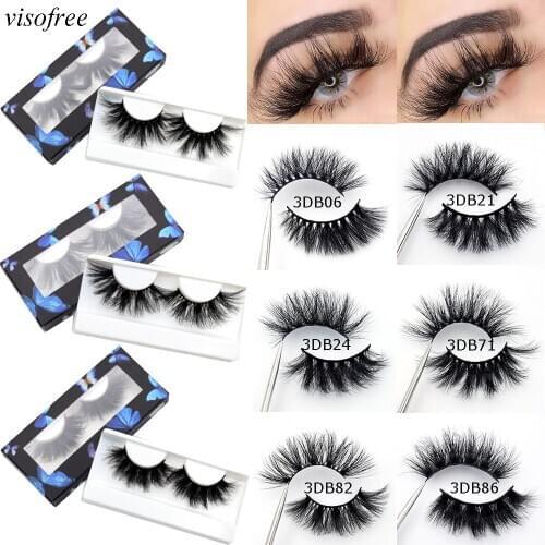 Visofree 3D lashes mink 25mm faux mink eyelashes fluffy natural long Thick false eyelashes Cruelty-free eye lashes Butterfly Box