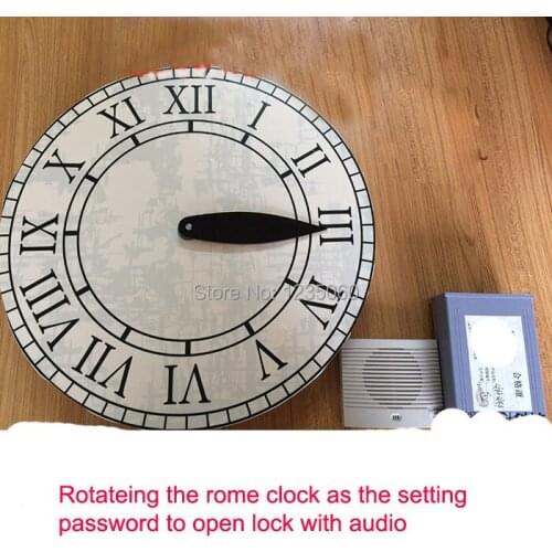 Spin the clock as password direction and circle to open lock run away room prop Electromagnetic Access revoling clock timer prop
