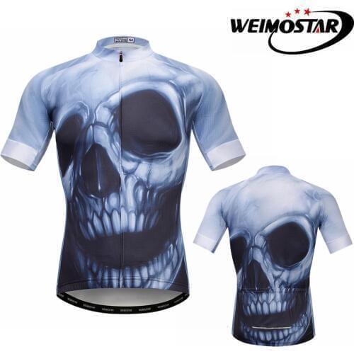 Weimostar Summer Cycling Jersey Shirt Riding Gray Skull Men Riding Ropa ciclismo mtb Bike Jersey Maillot Bicycle Clothing