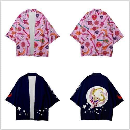 Sailor Moon 3D Printing Japanese Anime Kimono Haori Yukata Cosplay Women/Men Fashion Summer Casual Cool Short Sleeve Streetwear