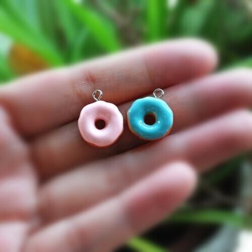 Jewelry Materials For DIY Phone Decoration 20pcs Cute Resin Charms Necklace Donut Pendant