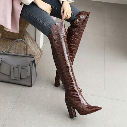 New Thigh High Boots Women Sexy High Heels Over-the-knee Boots Female Shoes Sexy Pointed Toe Autumn Winter Fetish Boots Big Size