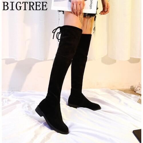 Over The Knee Boots Black Boots Winter Shoes Women Snow Boots Female+shoes Zapatos De Mujer Bayan Bot Botte Femme Hiver 2020