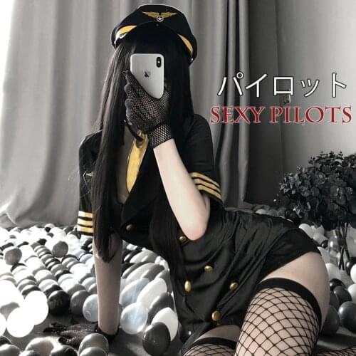 Female Police Officer Uniform Deep V Neck Dress Sexy Lingerie Night Clubwear Stewardess Cosplay Clothes Maid Sailor Costumes