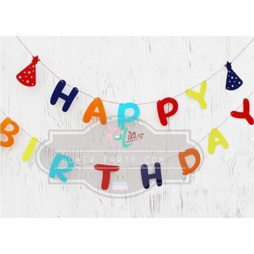 1 set/ fashion non-woven fabric Happy birthday hanging decor/party flag for boys girls/circle/star flag/colored pd064/model/toy