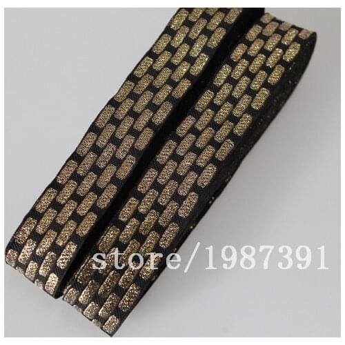 10 yards/lot Woven Jacquard Ribbon about 2.5cm gold vintage style geometric For curtain and clothing accessory LS-0541