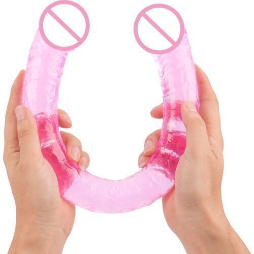 19 Inch Medical Grade Silicone Large Horse Dildo Realistic Jelly Double Ended Huge Artificial Penis Lesbian Sex Toy Deep Tissue