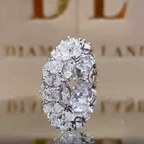 2020 Luxury Silver Plated AAA White Zircon Wedding Rings For Women Trendy Female Bride Jewelry Engagement Party Valentine Gifts