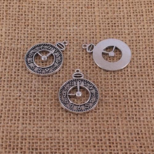 4pcs Clock Pocket Watch Charms 32x15mm Antique Silver Color Pendant for DIY Jewelry Making Findings Handmade Craft 3241