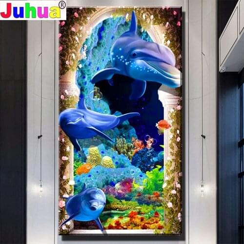 5d Diamond Painting full drill square"Dolphin"Handicraft Diy Diamond Embroidery Sea Animal Mosaic painting supplies Home Decor