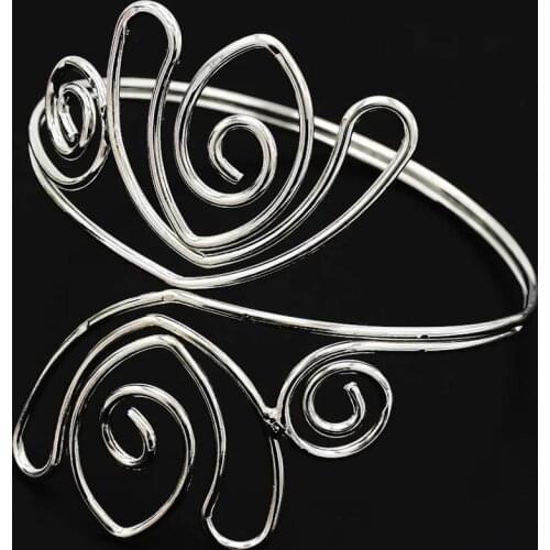 Bohemian Ethnic Spiral Upper Arm Bracelet Gold Silver Color Bracelets Women Geometric Hollow Out Cuff Bracelets & Bangles Jewelr